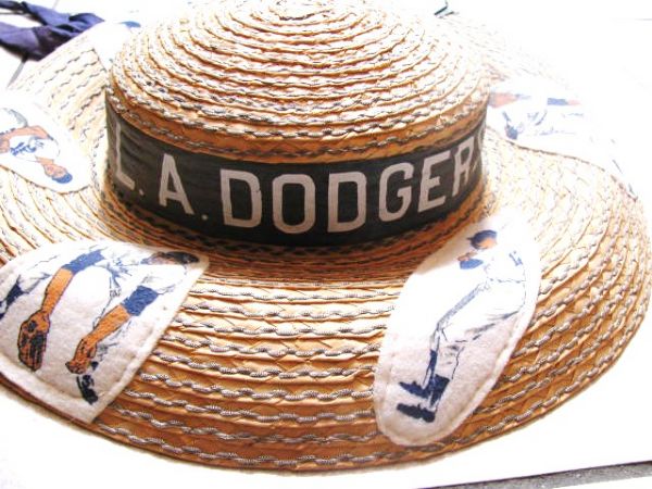 1960's  LA DODGERS STRAW HAT WITH PLAYERS
