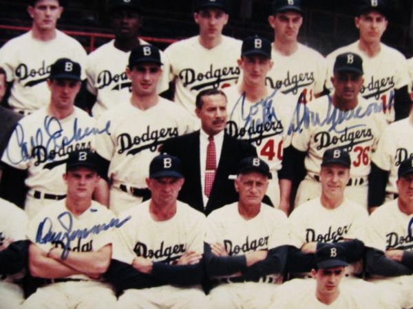 1955 BROOKLYN DODGERS TEAM SIGNED PHOTO w/JSA LOA