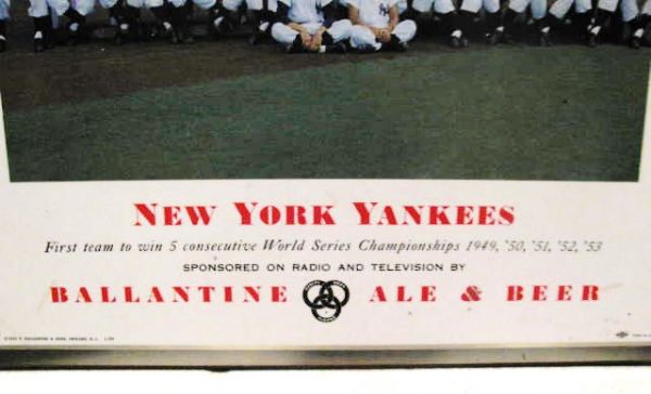 1954 NY YANKEES BALLANTINE BEER TEAM CHAMPIONSHIP PHOTO