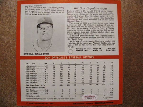 DON DRYSDALE SIGNED AURAVISION RECORD