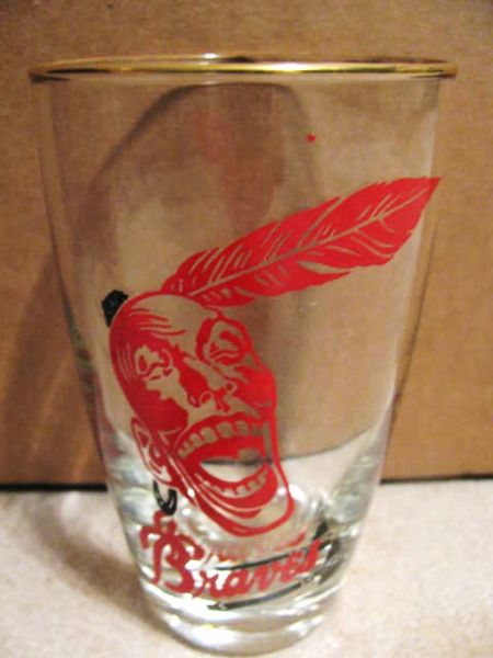 50's MILWAUKEE BRAVES LARGE DRINKING GLASS