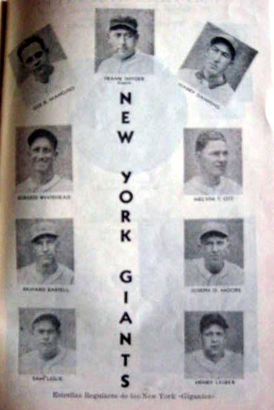 1937 NEW YORK GIANTS VS ST. LOUIS CARDINALS CUBAN TOUR PROGRAM SIGNED BY BILL TERRY
