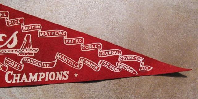1958 Milwaukee Braves World Series Champions Pennant with Player Names