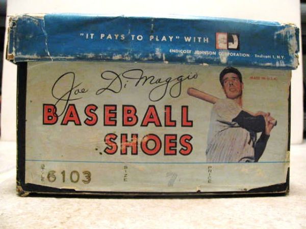 1950's JOE DIMAGGIO NEW YORK YANKEES BASEBALL CLEATS IN ORIGINAL BOX w/ TAG
