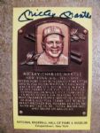 MICKEY MANTLE SIGNED YELLOW HALL OF FAME PLAQUE w/JSA LOA