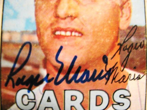 ROGER MARIS SIGNED 1967 TOPPS BASEBALL CARD w/JSA COA