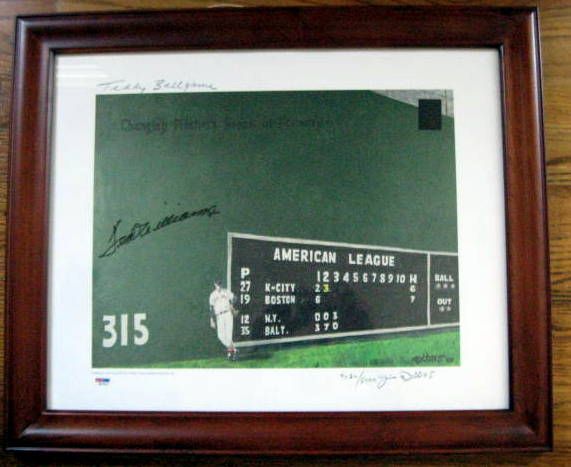 TED WILLIAMS SIGNED TEDDY BALL GAME L.E. PRINT w/PSA/DNA LOA