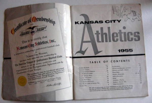 1955 KANSAS CITY ATHLETICS YEARBOOK - 1st YEAR!