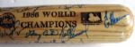 1986 NEW YORK METS "WORLD CHAMPIONS" SIGNED BAT w/JSA LOA