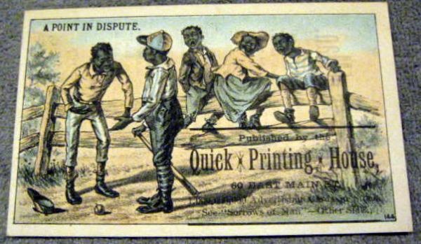 CIRCA 1880's BASEBALL ADVERTISING TRADE CARDS w/BLACK AMERICANA THEME