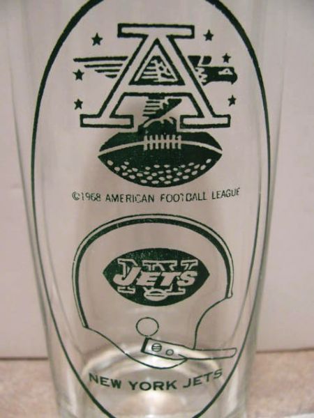 1968 NY JETS AFL DRINKING GLASS..CHAMPIONSHIP YEAR