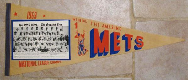 1969 NEW YORK METS NATIONAL LEAGUE CHAMPS PICTURE PENNANT
