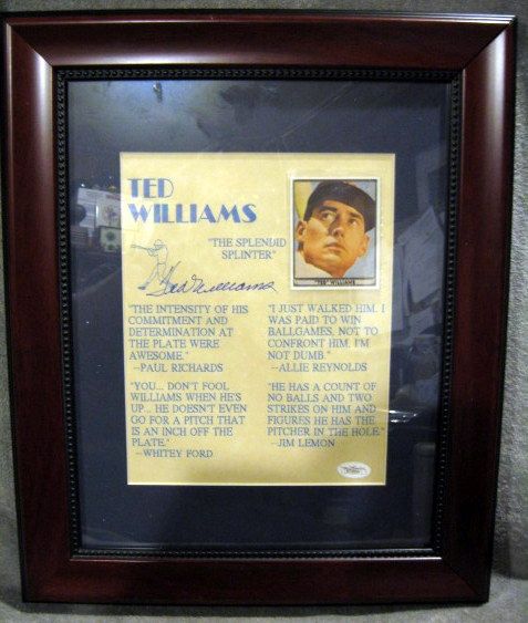 TED WILLIAMS SIGNED QUOTE SHEET W/ JSA LOA