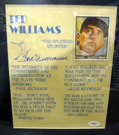 TED WILLIAMS SIGNED QUOTE SHEET W/ JSA LOA