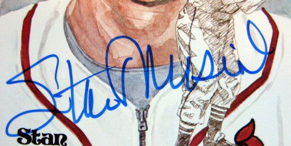 STAN MUSIAL SIGNED 'PEREZ STEELE POST CARD w/PSA DNA COA