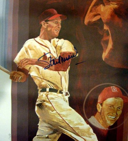 STAN MUSIAL SIGNED COCA-COLA POSTER w/JSA COA