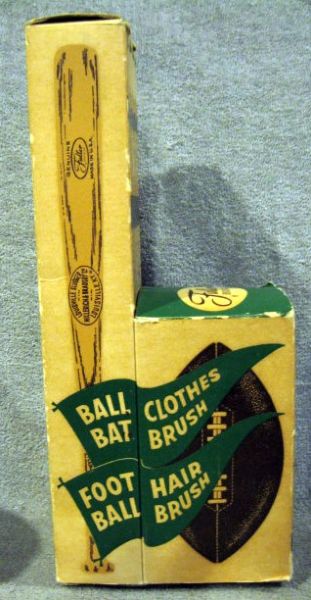 VINTAGE BASEBALL BAT & FOOTBALL BRUSHES w/BOX