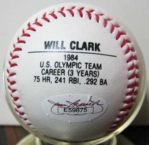 WILL CLARK SIGNED PHOTO BASEBALL w/JSA COA