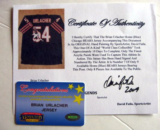 BRIAN URLACHER LIMITED EDITION SIGNED JERSEY w/COA
