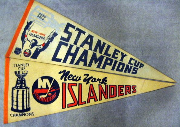 VINTAGE NEW YORK ISLANDERS STANLEY CUP CHAMPIONS PENNANTS