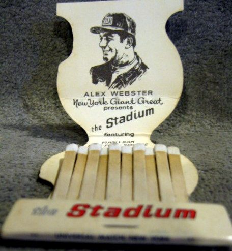 Lot Detail - VINTAGE ALEX WEBSTER - N.Y. GIANTS 'THE STADIUM' MATCH BOOK