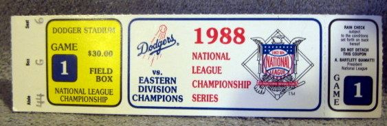 1988 NLCS TICKET STUB - DODGERS VS METS 