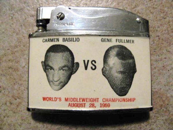 1959 CARMEN BASILIO VS. GENE FULLMER ORIGINAL CIGARETTE LIGHTER