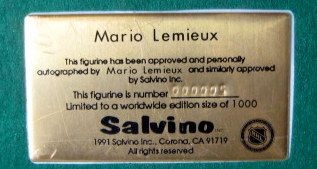 MARIO LEMIEUX SIGNED SALVINO STATUE w/COA