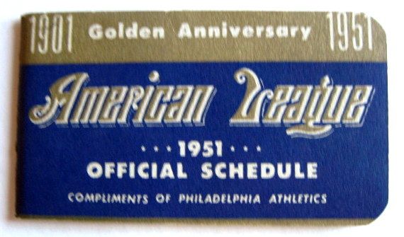 1951 OFFICIAL AMERICAN LEAGUE SCHEDULE BOOKLET- ATHLETICS ISSUE