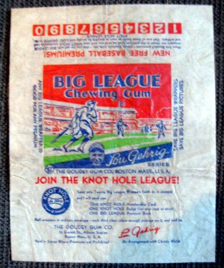 1934 GOUDEY BASEBALL CARD WRAPPER w/ LOU GEHRIG