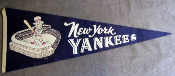 VINTAGE 50's NEW YORK YANKEES PENNANT w/UNCLE SAM