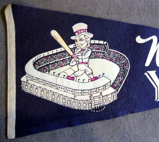 VINTAGE 50's NEW YORK YANKEES PENNANT w/UNCLE SAM