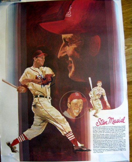 STAN MUSIAL SIGNED COCA COLA POSTER w/JSA COA