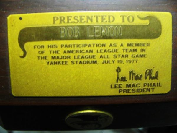 1977 BOB LEMON ALL STAR GAME PRESENTATION DISPLAY