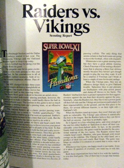 1/9/77 SUPER BOWL XI PROGRAM - OAKLAND RAIDERS VS MINNESOTA VIKINGS