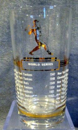 VINTAGE 1955 WORLD SERIES CHAMPIONS GLASS w/BROOKLYN DODGERS