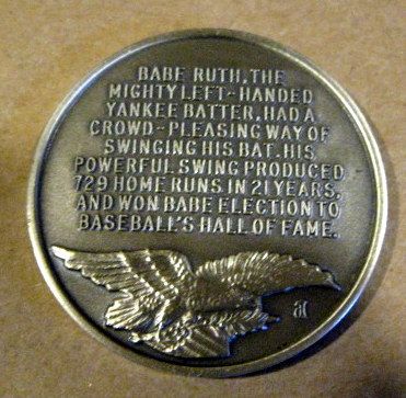 BABE RUTH 1895-1948 HALL OF FAME COMMEMORATIVE COIN   
