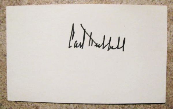 CARL HUBBELL SIGNED 3X5 INDEX CARD w/ JSA