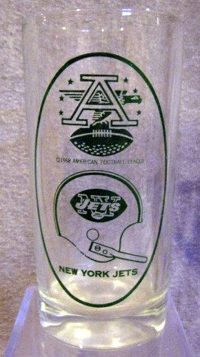 VINTAGE 1968 NEW YORK JETS AFL GLASS