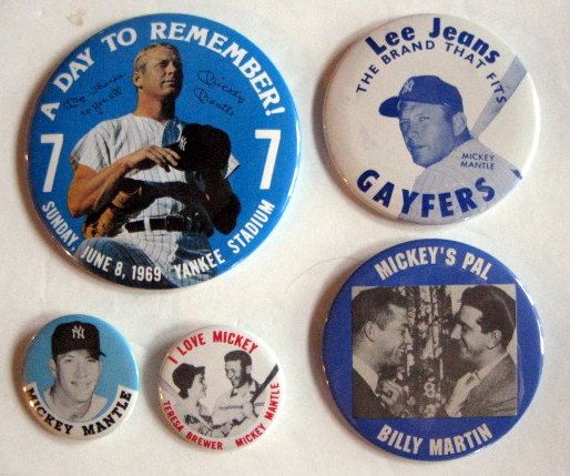 LOT OF 5 MICKEY MANTLE PINS