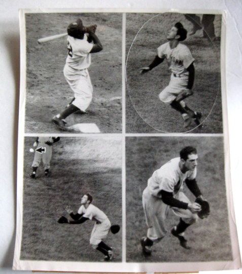 VINTAGE 1952 WORLD SERIES WIRE PHOTO - BILLY MARTIN'S FAMOUS CATCH