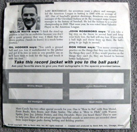 1962 BASEBALL TIPS FROM THE STARS RECORD w/WILLIE MAYS +