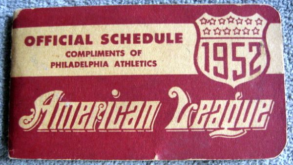 1952 OFFICIAL AMERICAN LEAGUE SCHEDULE BOOKLET- ATHLETICS ISSUE