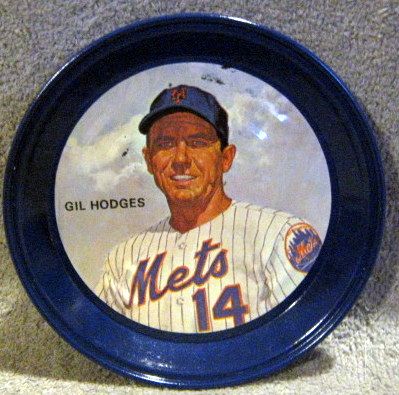 VINTAGE GIL HODGES NEW YORK METS' SERVING TRAY & COASTERS
