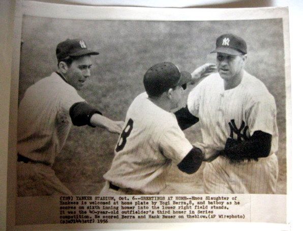 1956 WORLD SERIES WIRE PHOTO - SLAUGHTER HOMERS