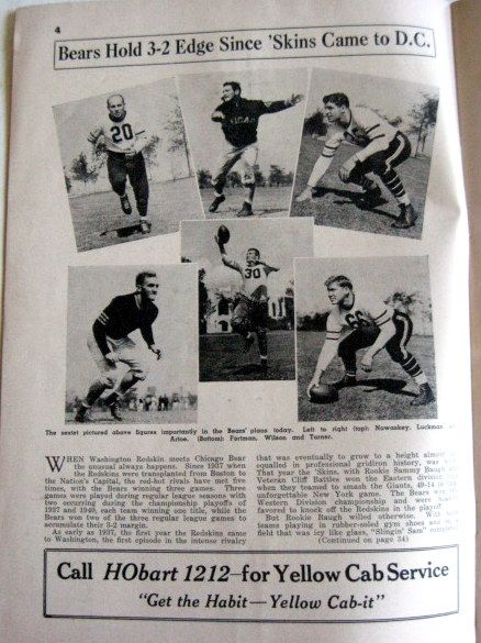 1942 NFL CHICAGO BEARS @ WASHINGTON REDSKINS WORLD CHAMPIONSHIP FOOTBALL  PROGRAM