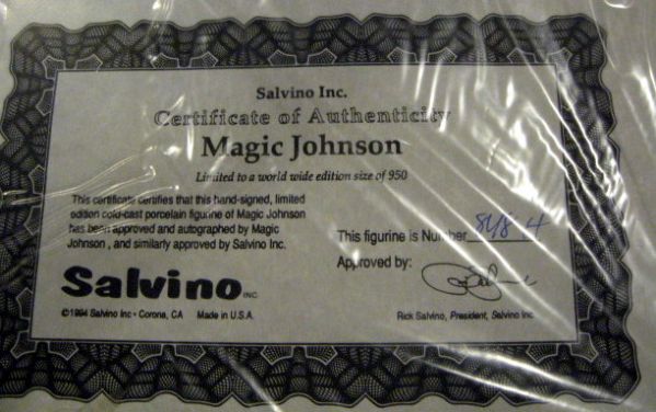 1994 MAGIC JOHNSON SIGNED SALVINO STATUE w/BOX & COA