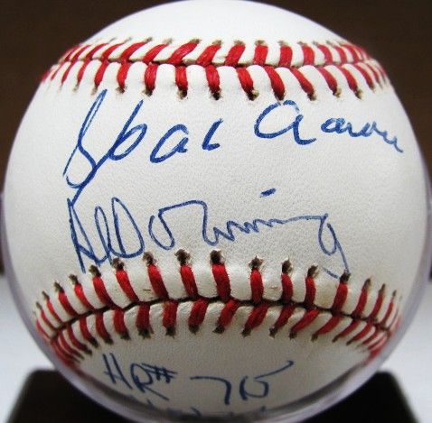 HANK AARON & AL DOWNING SIGNED 715 HR BASEBALL w/JSA LOA