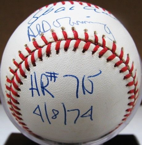 HANK AARON & AL DOWNING SIGNED 715 HR BASEBALL w/JSA LOA