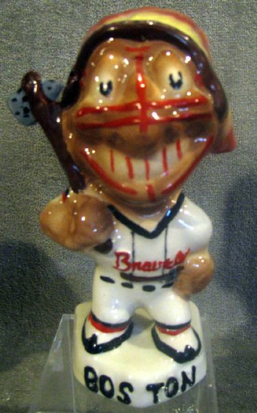 50's BOSTON BRAVES MASCOT BANK w/FULL HEADDRESS